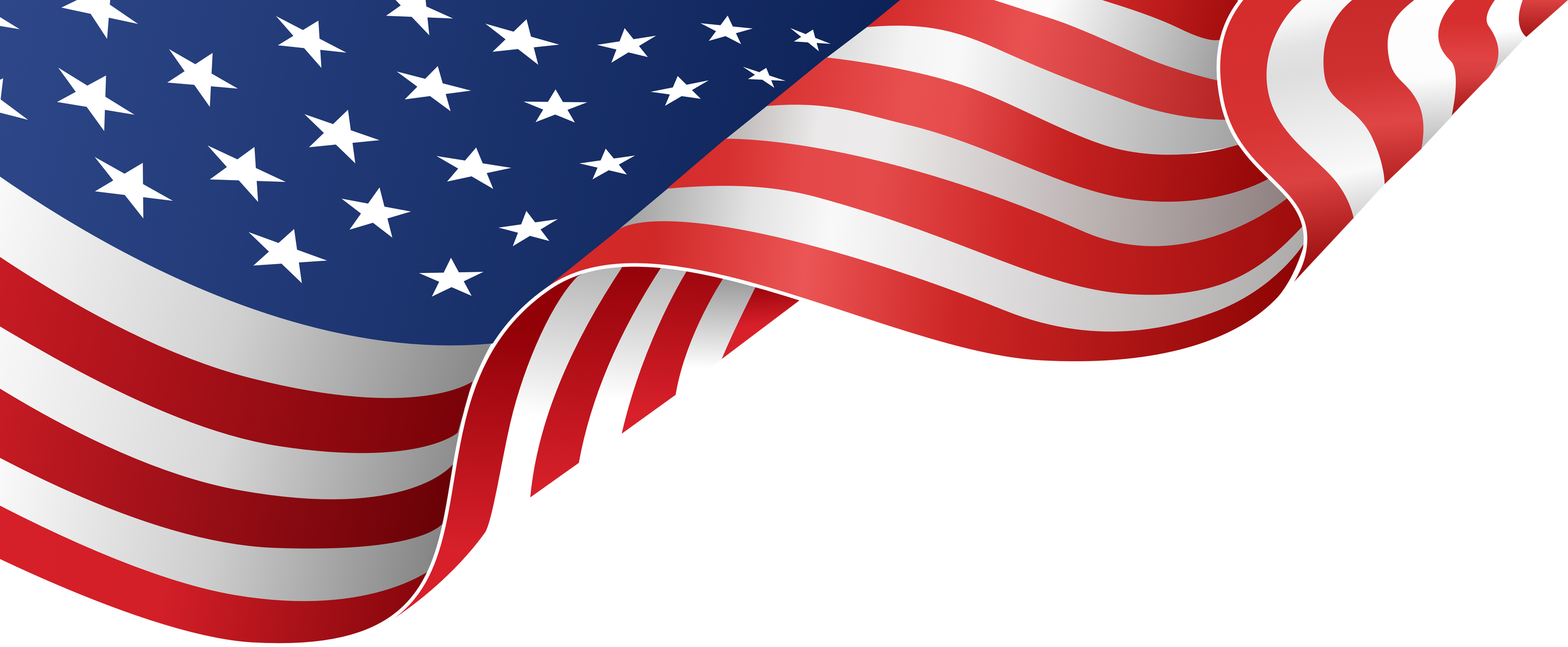 Waving flag of American isolated  on png or transparent